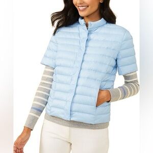 J. McLaughlin Sarabeth Puffer Down Short Sleeve Jacket Light Blue Extra Small